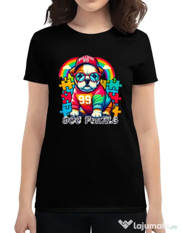 Tricou personalizat dama BULLDOG 101 Negru