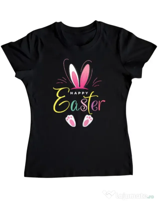 Tricou personalizat dama bunny 3 Negru