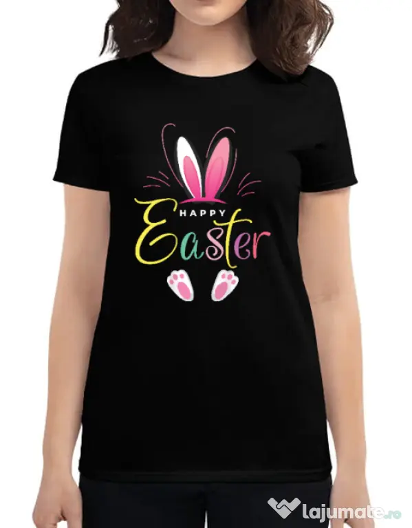 Tricou personalizat dama bunny 3 Negru