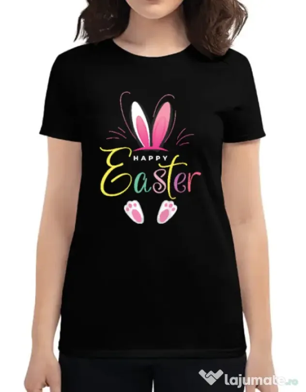 Tricou personalizat dama bunny 3 Negru