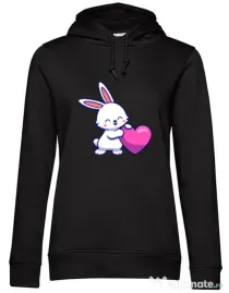 Hanorac dama cu gluga LOVE BUNNY Negru