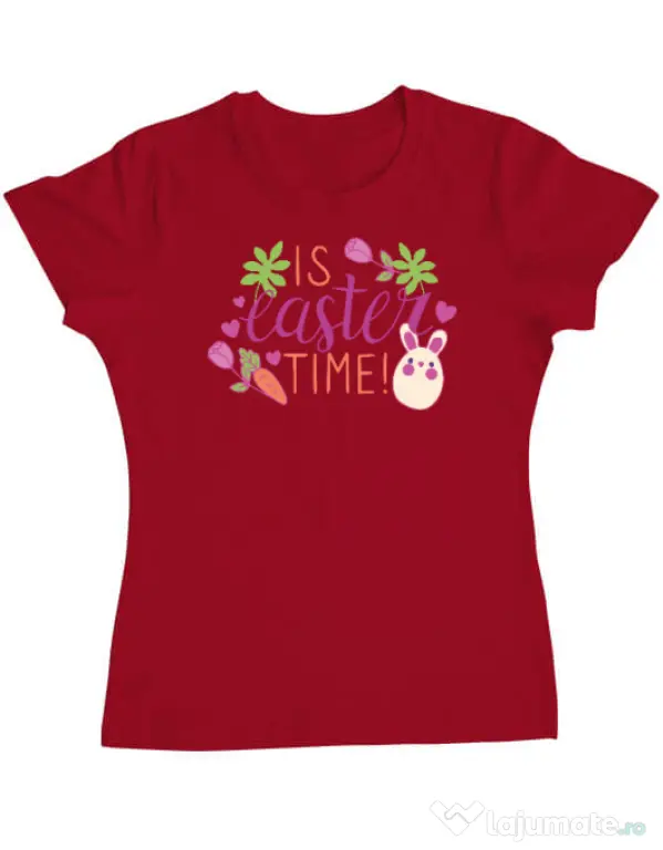 Tricou personalizat dama IS EASTER TIME Rosu