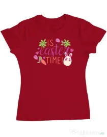 Tricou personalizat dama IS EASTER TIME Rosu