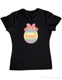 Tricou personalizat dama HELLO EASTER Negru