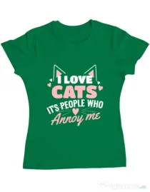 Tricou ADLER dama I love cats Verde mediu