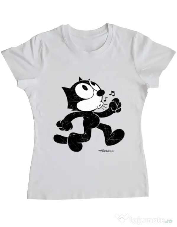 Tricou ADLER dama Felix the cat Alb