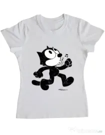 Tricou ADLER dama Felix the cat Alb
