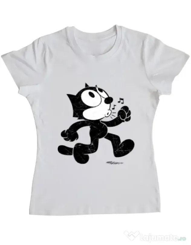 Tricou ADLER dama Felix the cat Alb