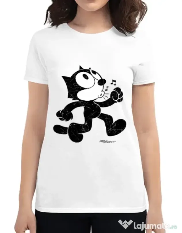 Tricou ADLER dama Felix the cat Alb
