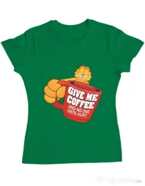 Tricou ADLER dama Give me coffee Verde mediu