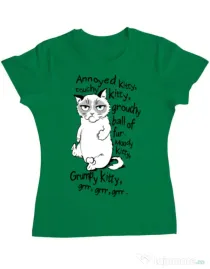 Tricou ADLER dama Grumpy kitty Verde mediu