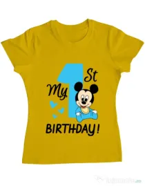 Tricou ADLER dama My first birthday Galben