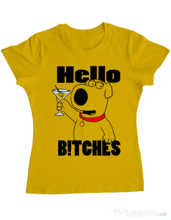 Tricou ADLER dama Hello bitches Galben