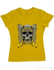 Tricou ADLER dama Born to ride Galben