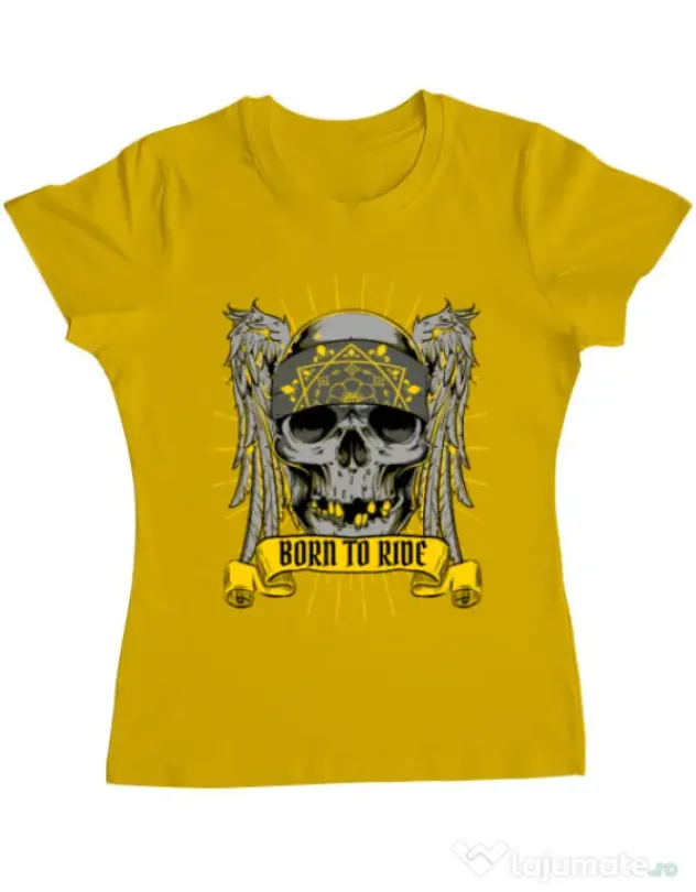 Tricou ADLER dama Born to ride Galben