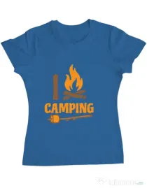 Tricou ADLER dama I love Camping Albastru azuriu