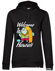 Hoodie dama cu gluga Welcome to Hawaii Negru