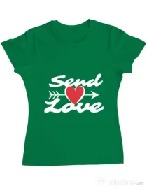 Tricou ADLER dama Send love Verde mediu