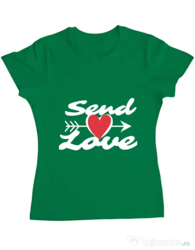 Tricou ADLER dama Send love Verde mediu