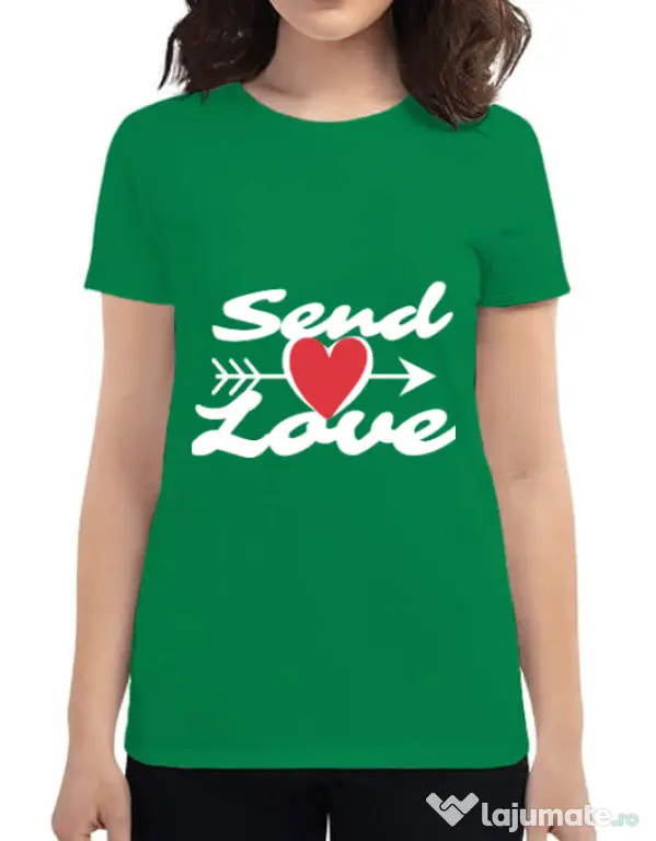 Tricou ADLER dama Send love Verde mediu