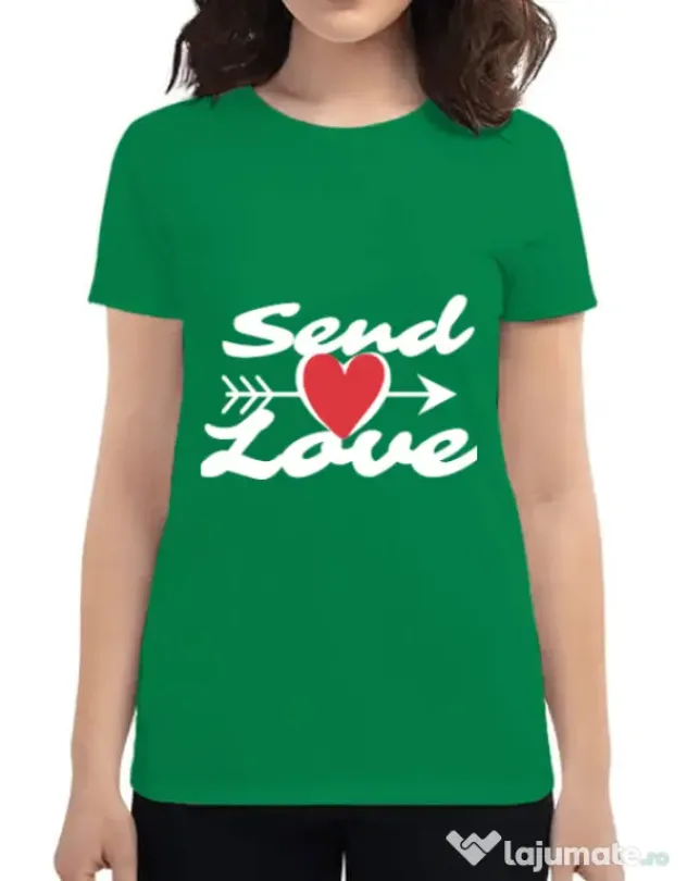 Tricou ADLER dama Send love Verde mediu