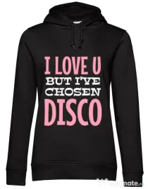 Hoodie dama cu gluga I’ve chosen disco Negru