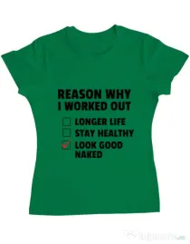 Tricou ADLER dama Reason why I work out Verde mediu
