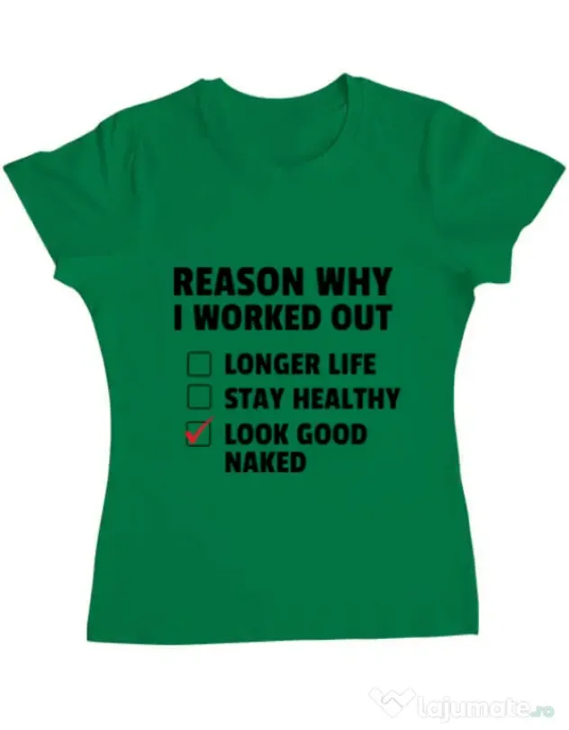 Tricou ADLER dama Reason why I work out Verde mediu