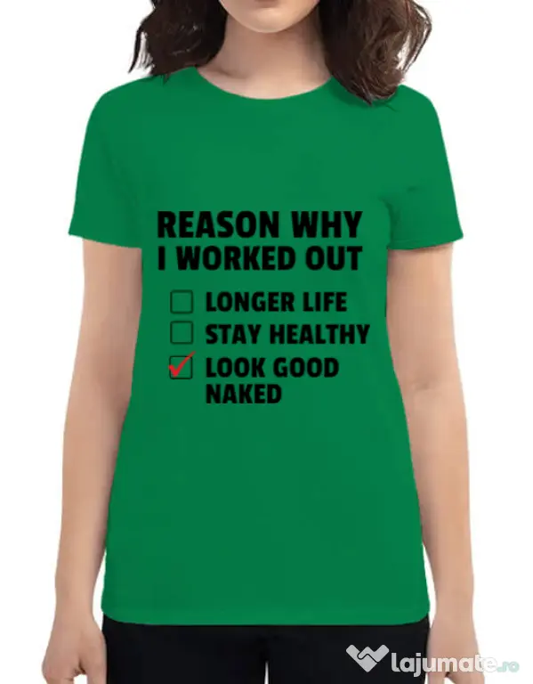 Tricou ADLER dama Reason why I work out Verde mediu