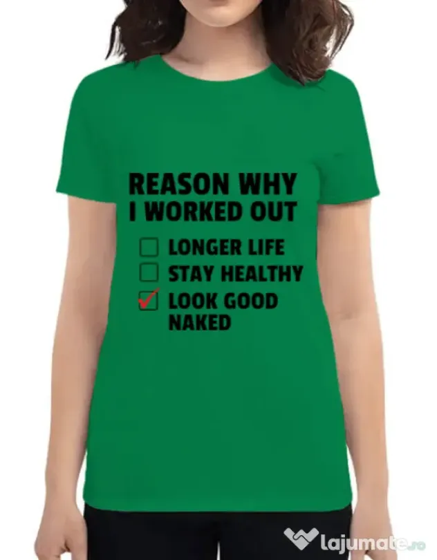 Tricou ADLER dama Reason why I work out Verde mediu