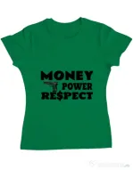 Tricou ADLER dama Money, power,respect Verde mediu