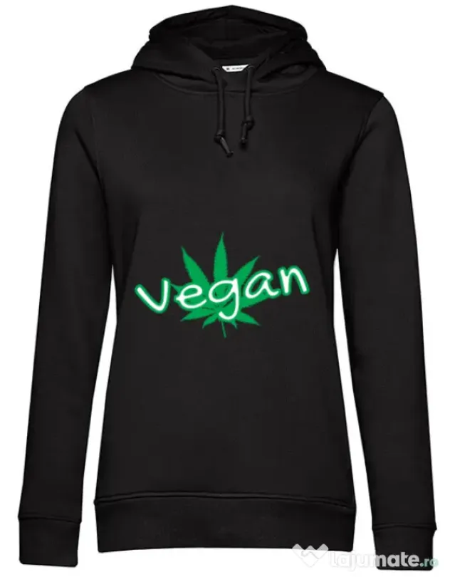 Hoodie dama cu gluga Vegan Negru