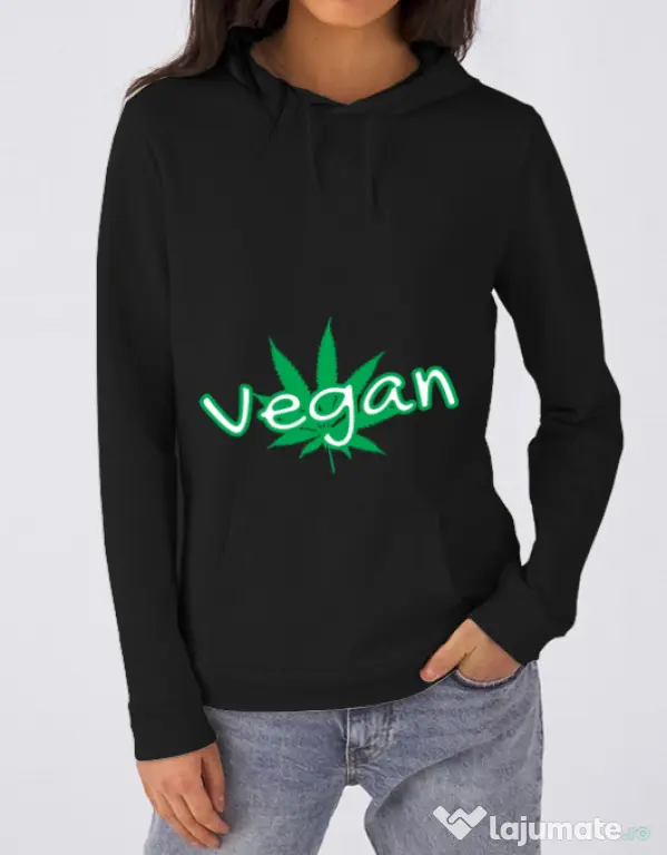 Hoodie dama cu gluga Vegan Negru