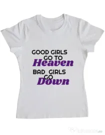 Tricou ADLER dama Bad girls go down Alb