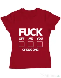Tricou ADLER dama Check one Rosu