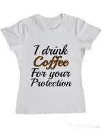 Tricou ADLER dama Coffee for your protection Alb