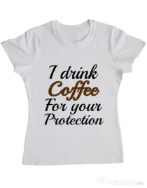 Tricou ADLER dama Coffee for your protection Alb