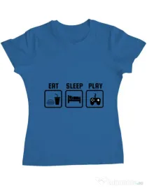 Tricou ADLER dama Eat sleep play Albastru azuriu