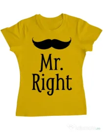 Tricou ADLER dama Mr. right Galben