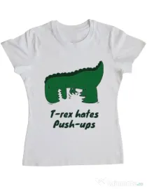 Tricou ADLER dama T-rex push-ups Alb