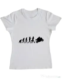 Tricou ADLER dama Evolution - motorcycle Alb