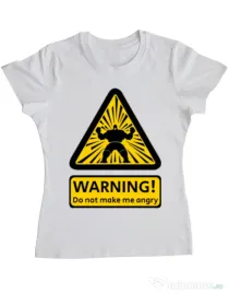 Tricou ADLER dama Do not make me angry Alb