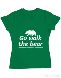 Tricou ADLER dama Go walk the bear Verde mediu