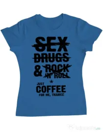 Tricou ADLER dama Just coffee for me Albastru azuriu