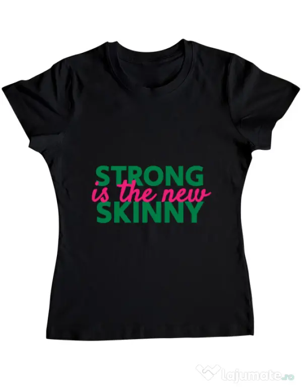 Tricou ADLER dama Strong is the new skinny Negru