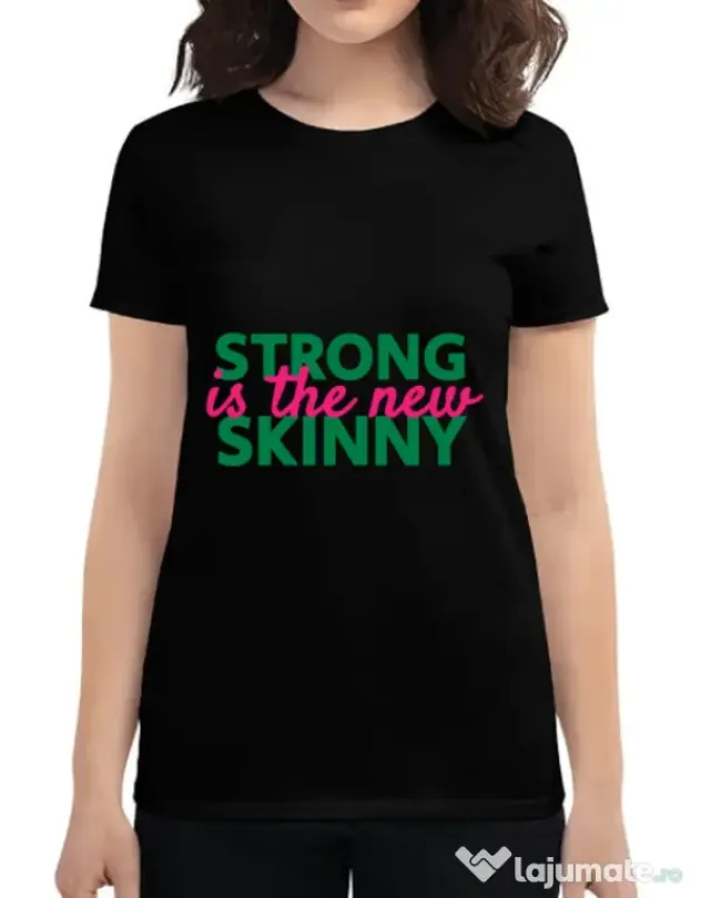 Tricou ADLER dama Strong is the new skinny Negru