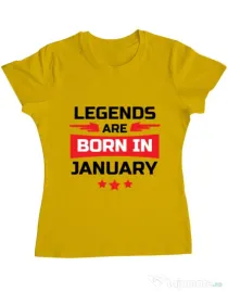 Tricou ADLER dama Legends are born in January Galben