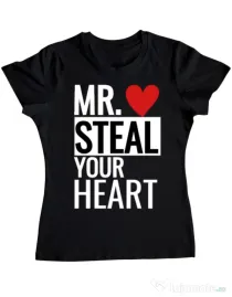 Tricou ADLER dama Mr. steal your heart Negru