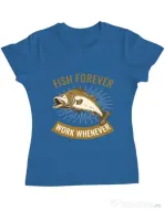 Tricou ADLER dama Fish forever Albastru azuriu