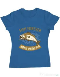 Tricou ADLER dama Fish forever Albastru azuriu